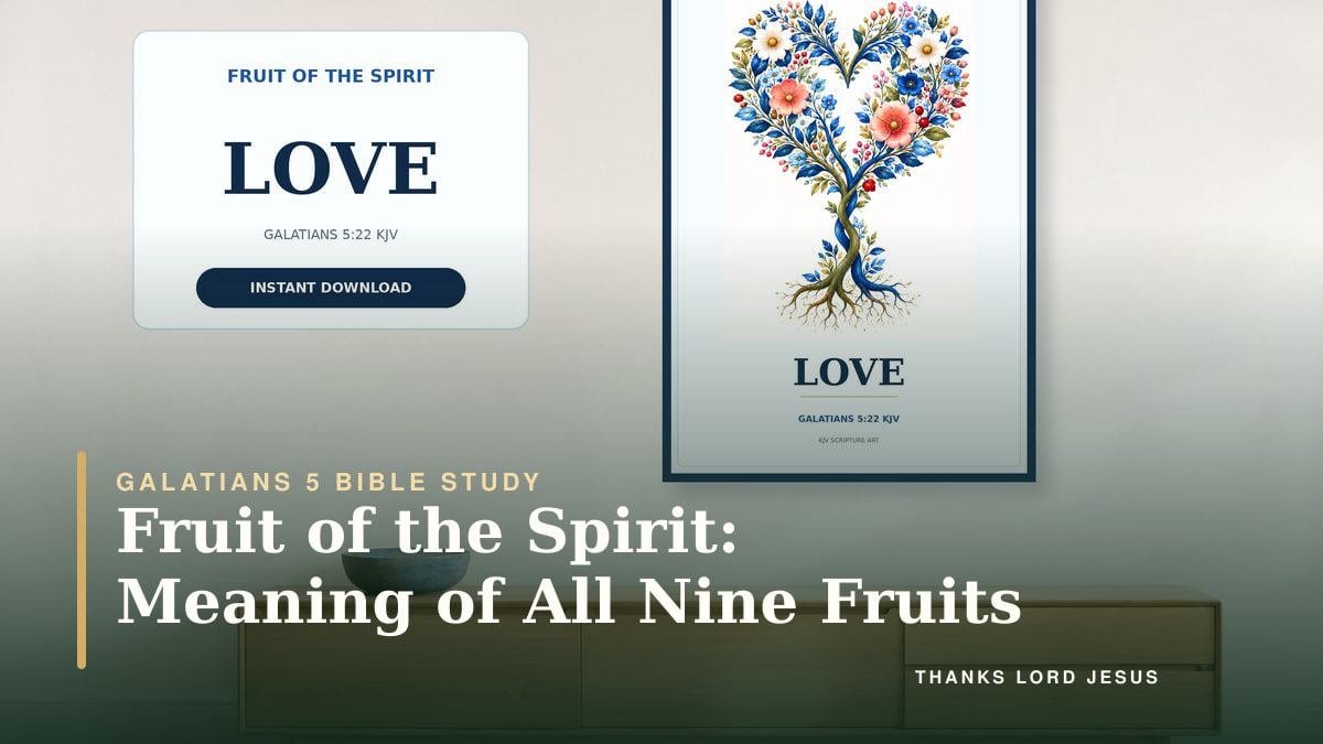 Love Fruit of the Spirit artwork introducing the meaning of all nine fruits in Galatians 5