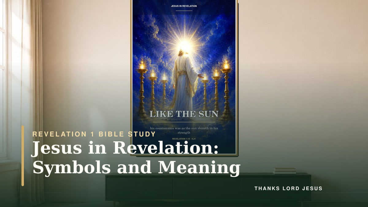 Radiant Jesus in Revelation artwork introducing the symbols of Revelation 1
