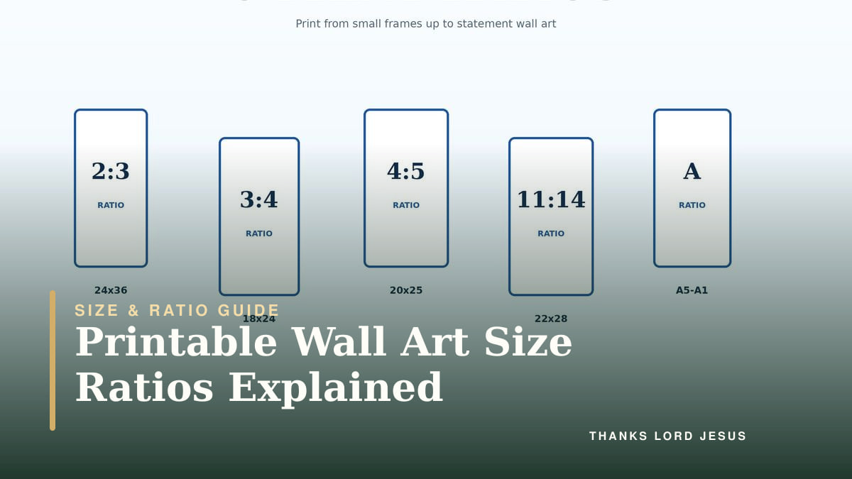 Printable wall art size ratio guide for 2:3 3:4 4:5 11:14 and A-series formats