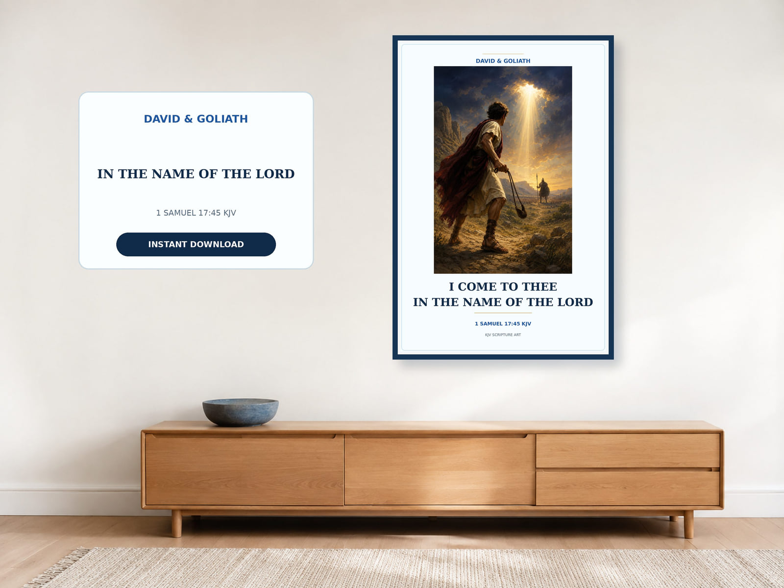 David comes in the name of the Lord 1 Samuel 17 printable wall art