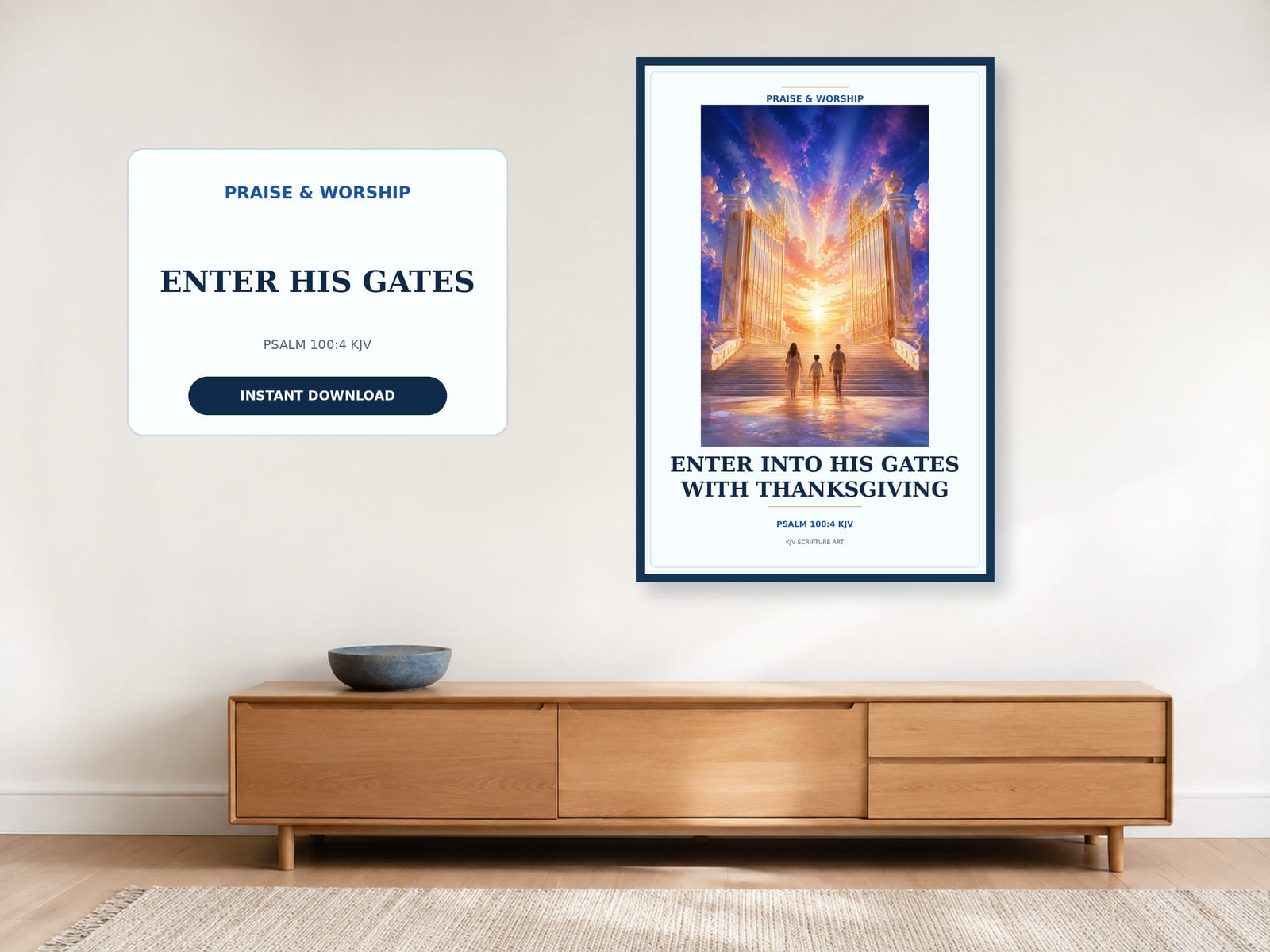 Enter His gates with thanksgiving Psalm 100:4 printable wall art
