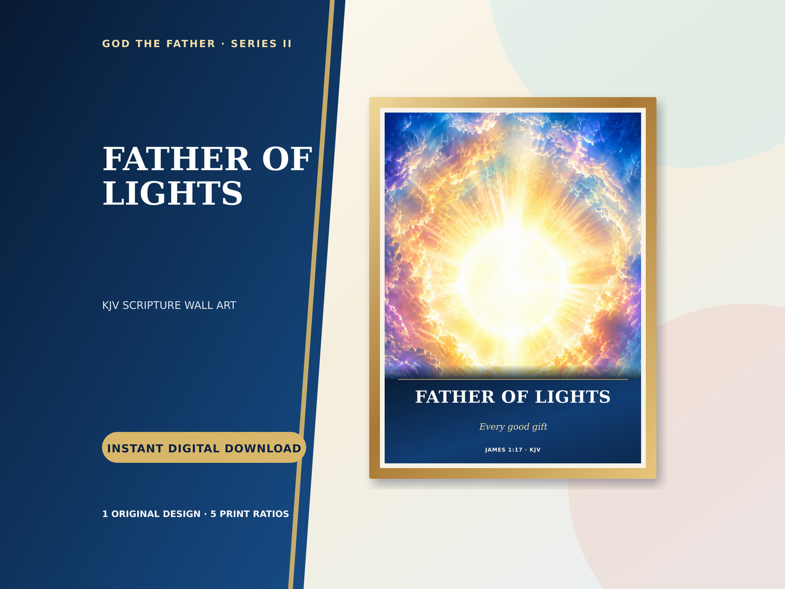 Father of Lights James 1:17 radiant Christian printable wall art