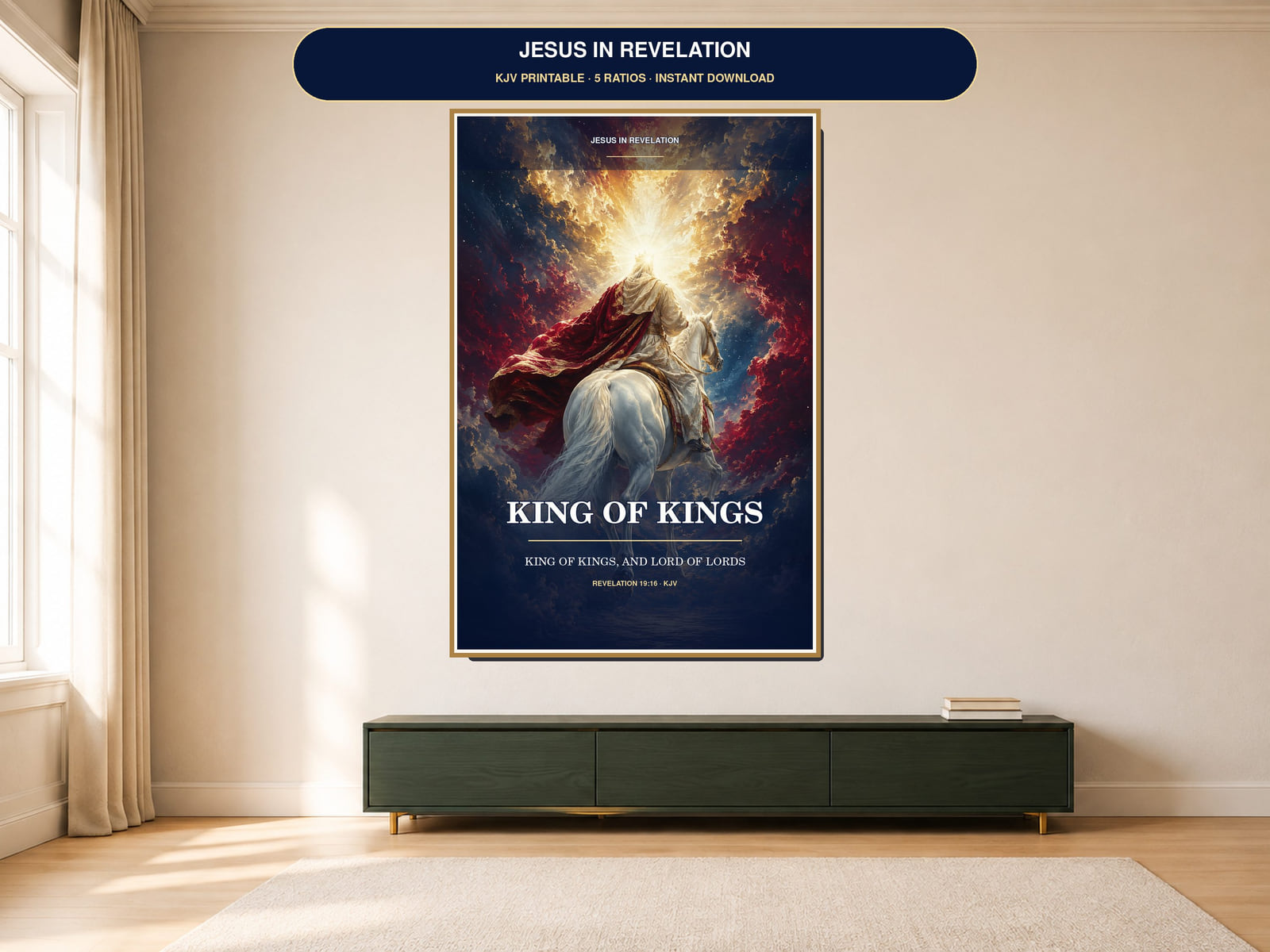 King of Kings Revelation 19:16 Christian printable wall art