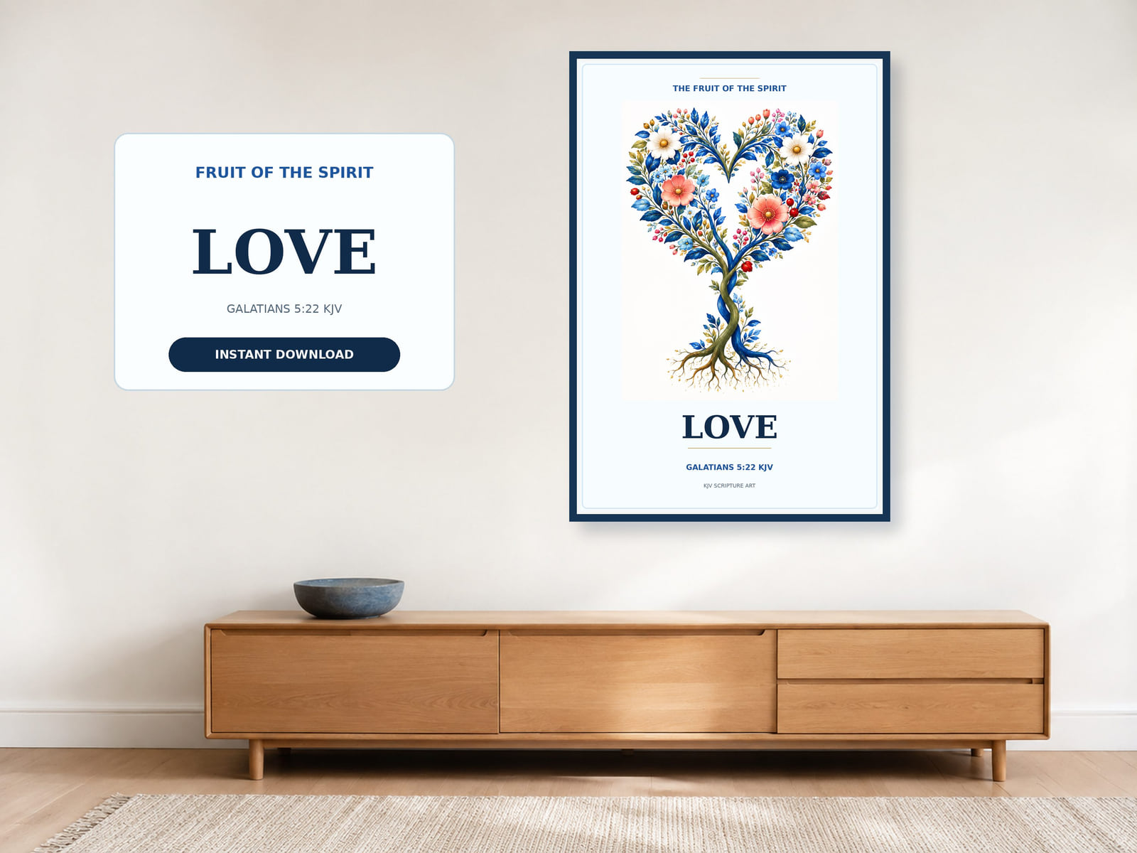Love Fruit of the Spirit floral printable wall art from Galatians 5:22