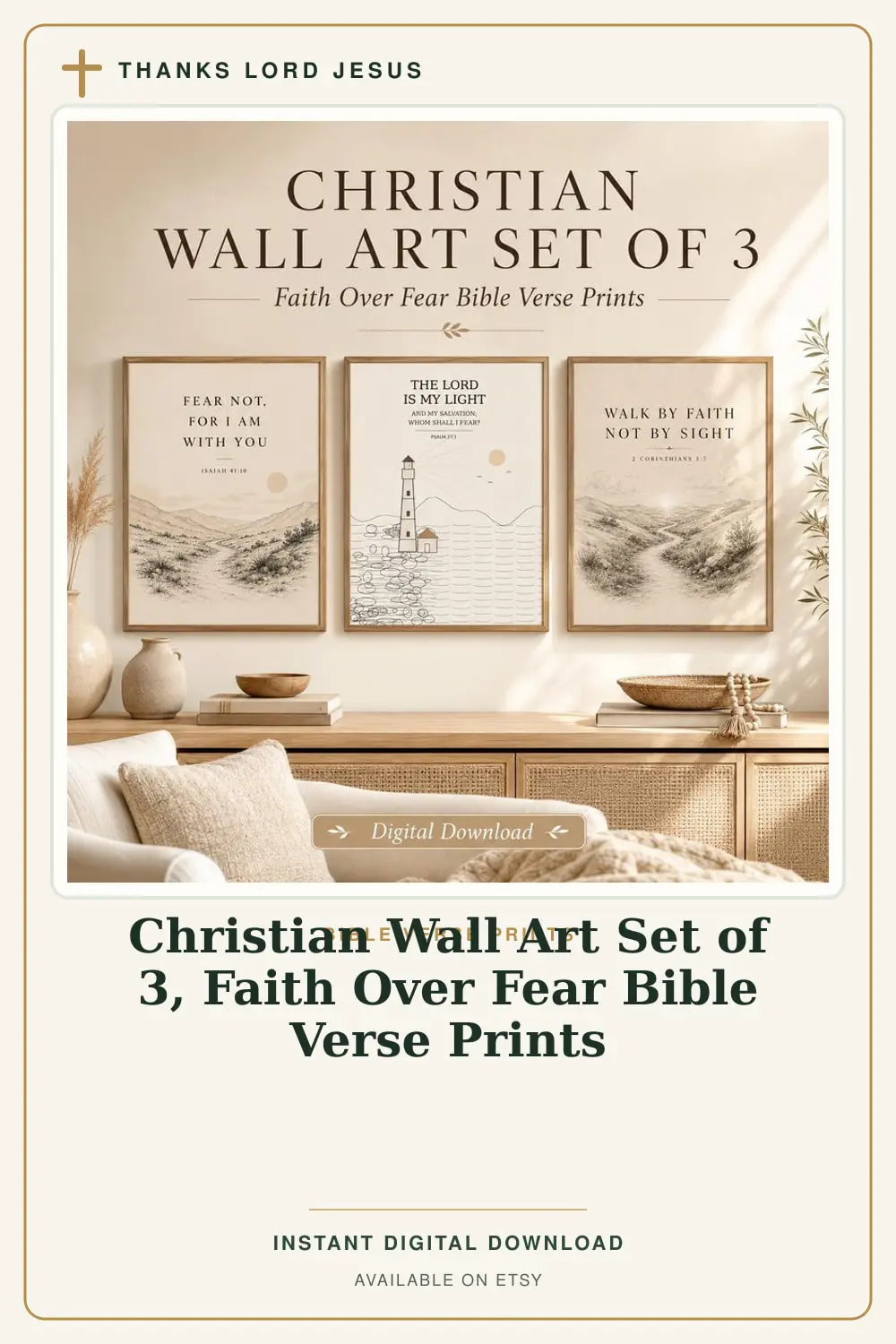 Christian Wall Art — Faith Over Fear, a Christian digital printable from the Bible Verse Prints collection by Thanks Lord Jesus