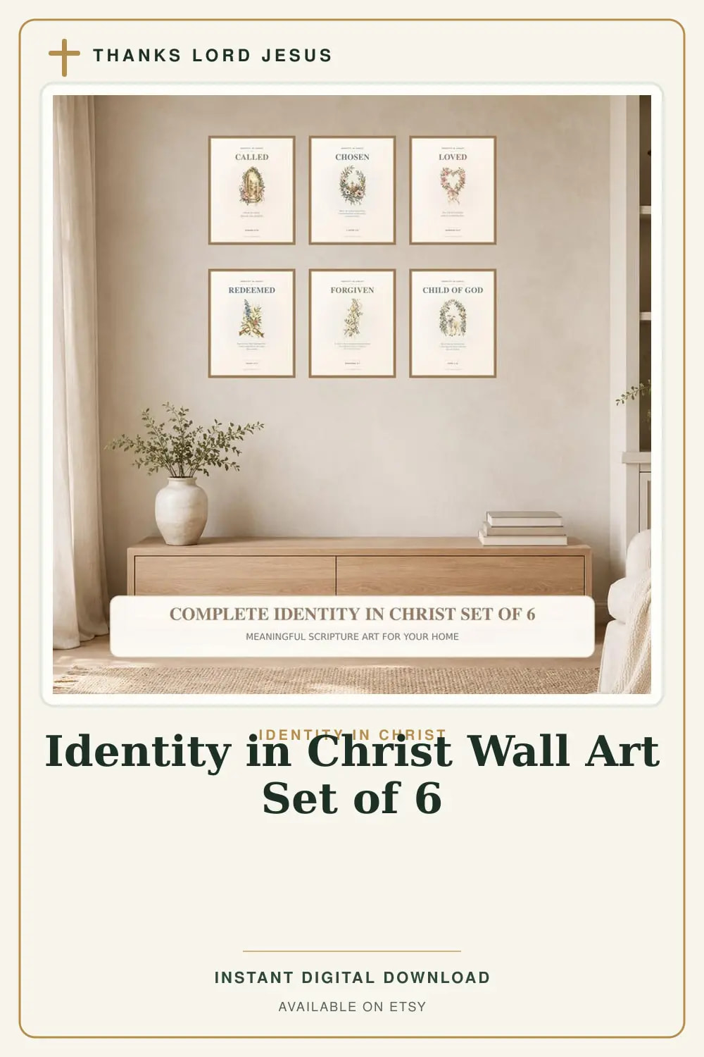 Identity in Christ Wall Art Set of 6, a Christian digital printable from the Identity in Christ collection by Thanks Lord Jesus