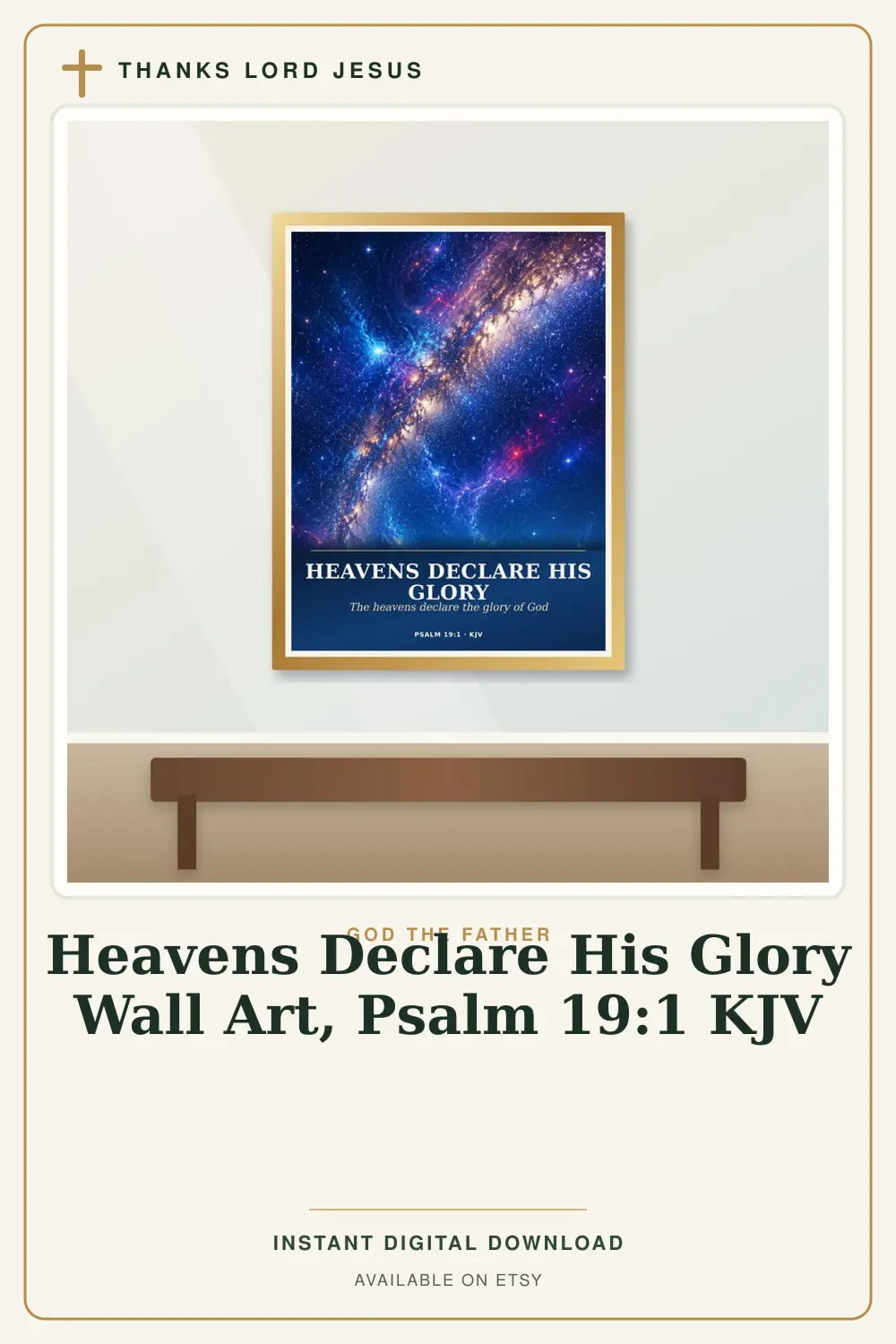Heavens Declare His Glory Wall Art, a Christian digital printable from the God the Father collection by Thanks Lord Jesus