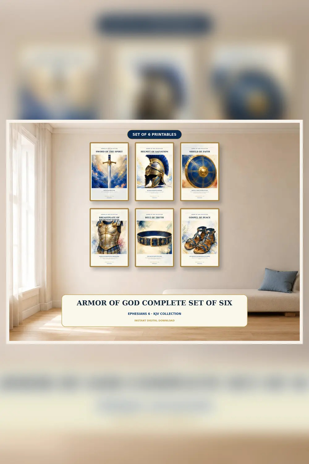 Armor of God Wall Art Set of 6 Christian printable wall art Armor of God Wall Art Set of 6, a Christian digital printable from the Armor of God collection by Thanks Lord Jesus