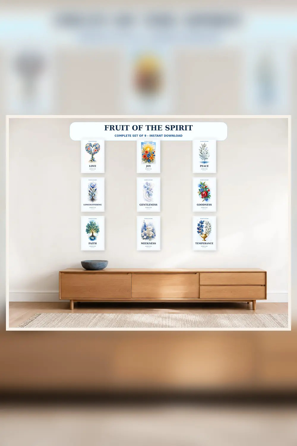 Fruit of the Spirit Complete Set of 9 Christian printable wall art Fruit of the Spirit Complete Set of 9, a Christian digital printable from the Fruits of the Spirit collection by Thanks Lord Jesus
