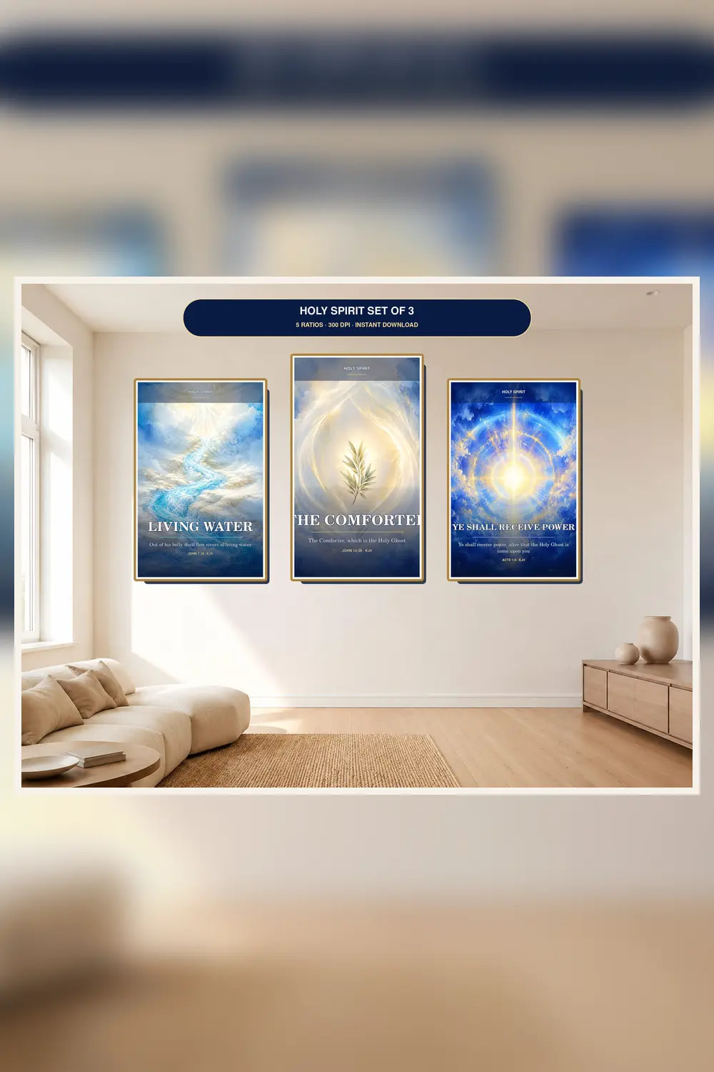Holy Spirit Printable Wall Art Set of 3, a Christian digital printable from the Holy Spirit collection by Thanks Lord Jesus