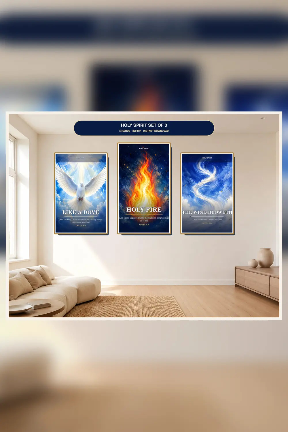 Holy Spirit Wall — Dove Fire Wind KJV, a Christian digital printable from the Holy Spirit collection by Thanks Lord Jesus