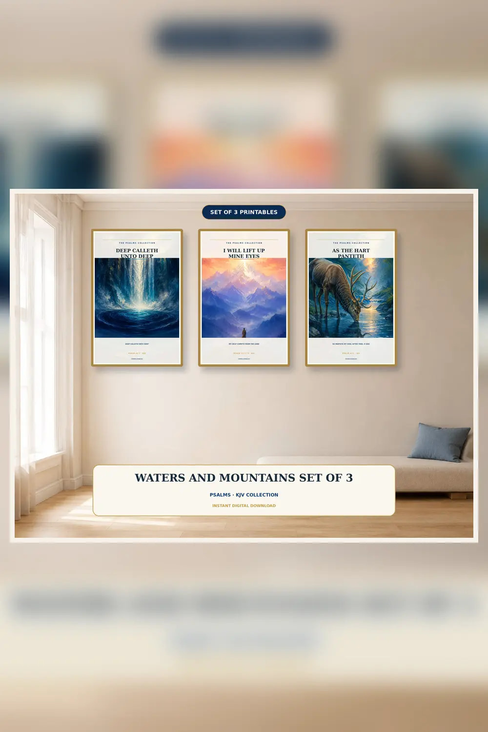Psalms Wall Art — Waterfall Mountain, a Christian digital printable from the Psalms & Protection collection by Thanks Lord Jesus