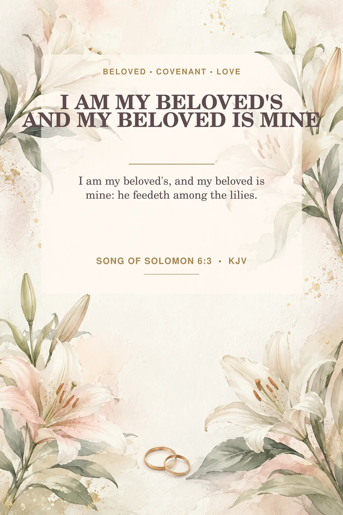 Printable Song of Solomon marriage art featuring exact Song of Solomon 6:3 KJV text in blush, ivory, sage, antique gold.