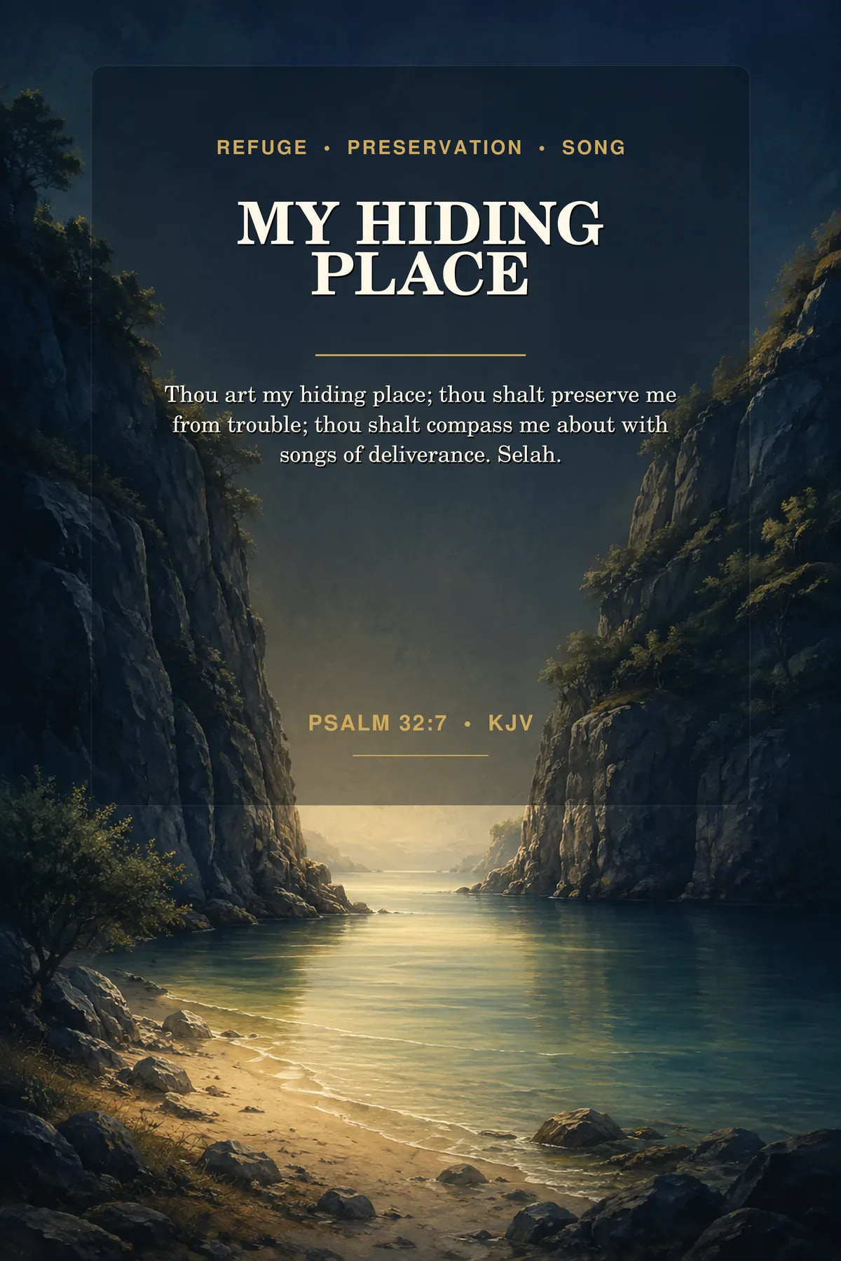 Psalm 32:7 KJV — Psalm 32:7 Wall Art, Thou Art My Hiding Place Print, Christian Refuge Decor, KJV Digital Download Psalm 32:7 KJV printable wall art in deep indigo, sandstone, muted sage for refuge & deliverance.