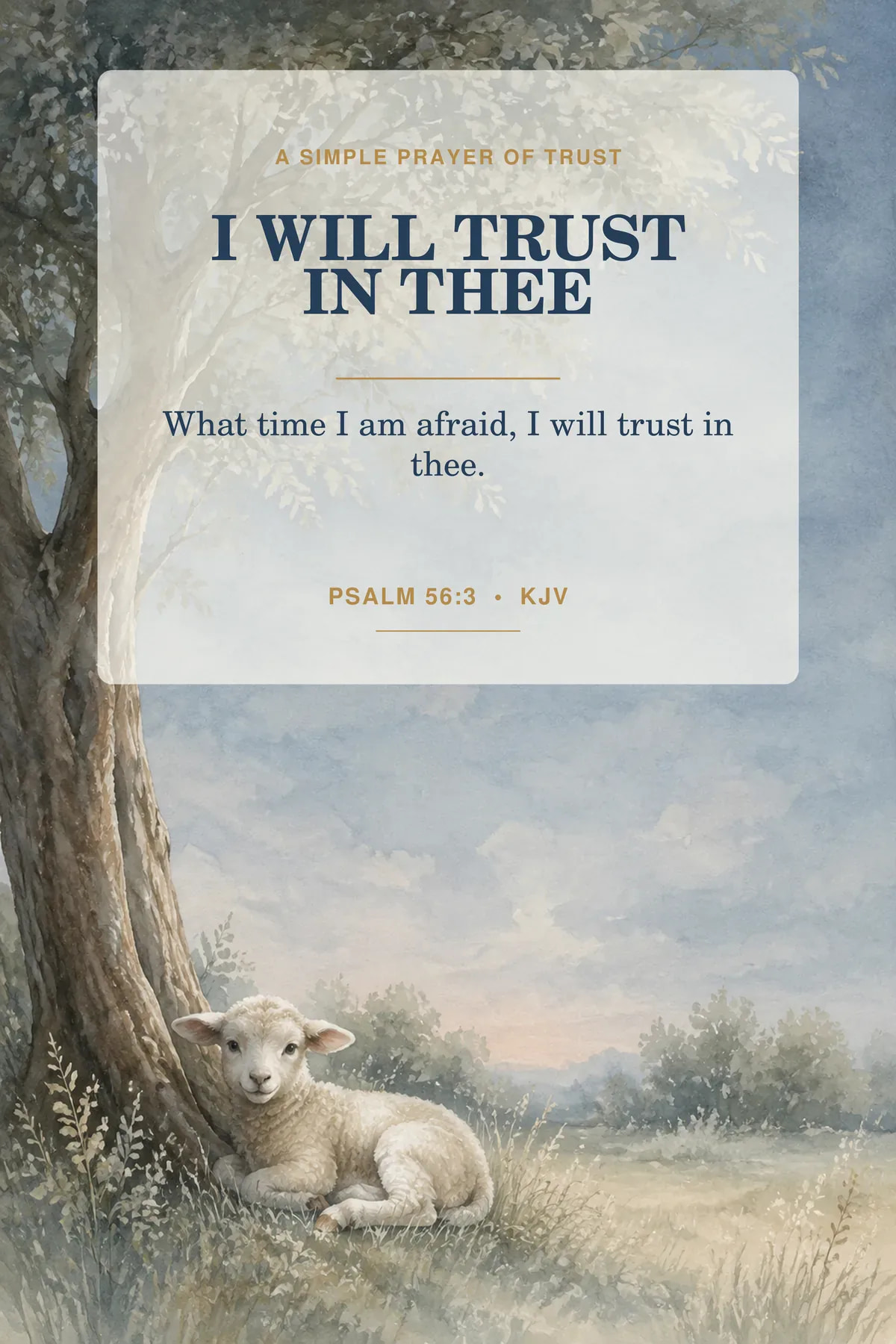 Psalm 56:3 KJV printable wall art in dusty blue, soft sage, oatmeal cream for children, fear & trust.