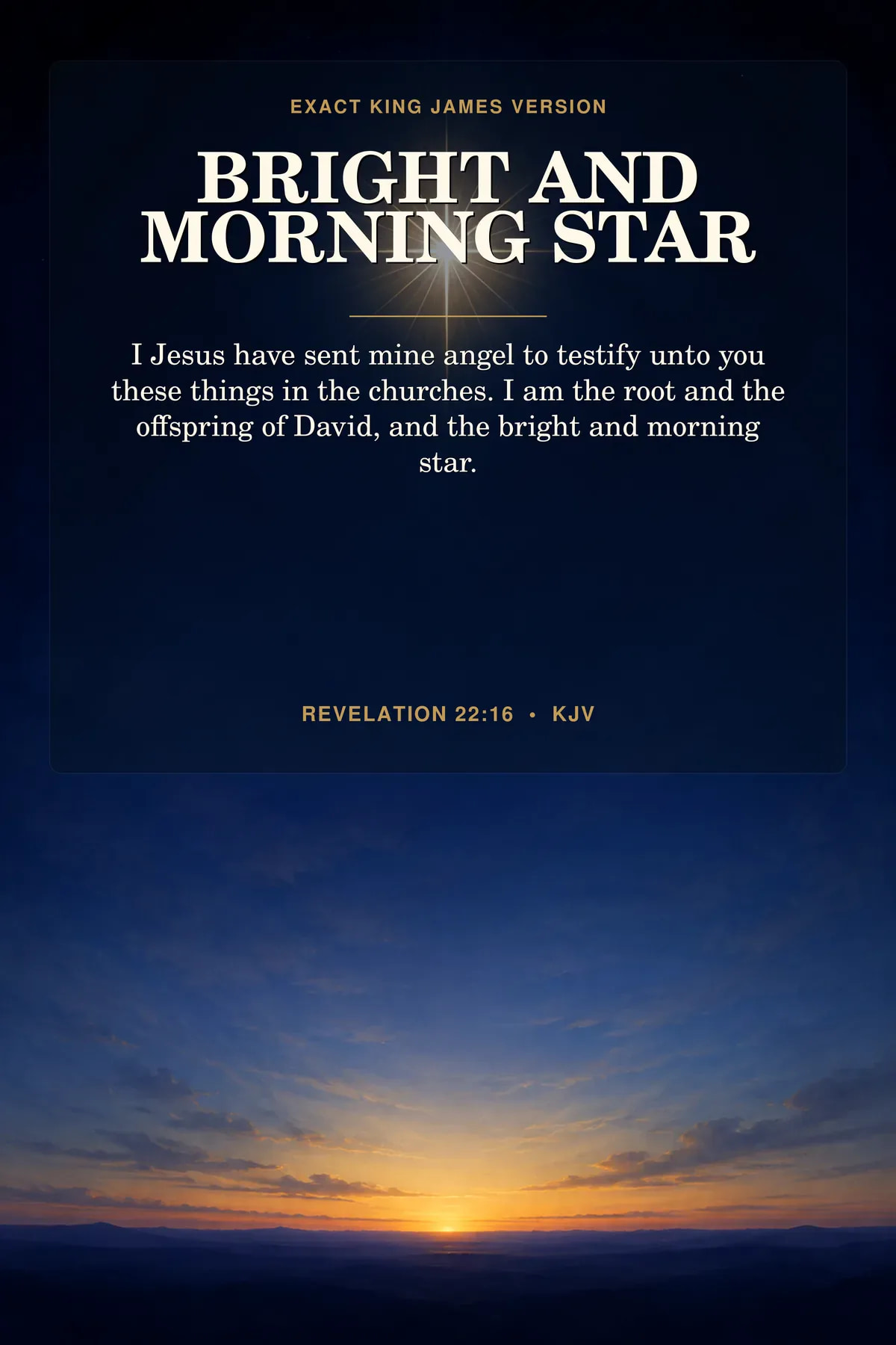 Revelation 22:16 KJV printable wall art in deep indigo, porcelain white, sunrise gold for names of jesus & i am statements.