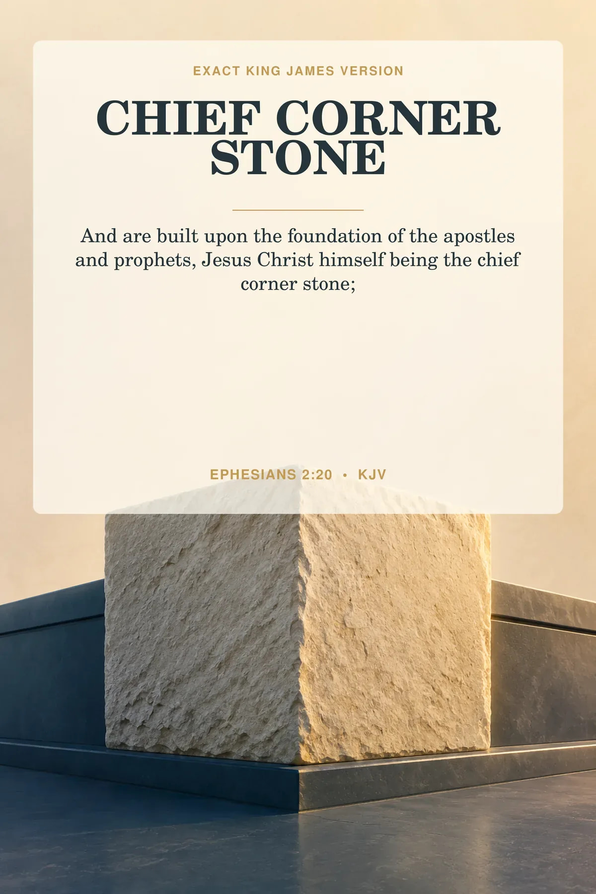 Ephesians 2:20 KJV printable wall art in limestone, slate blue, cream, antique gold for names and offices of christ.