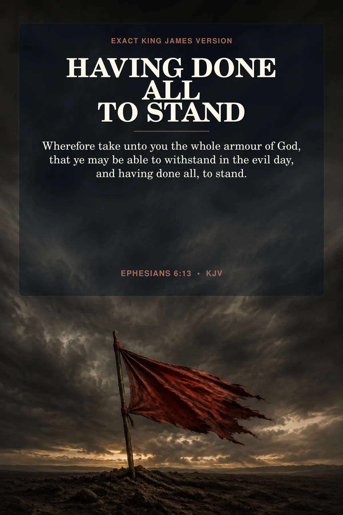 Withstand in the Evil Day Wall Art Etsy hero preview in black, storm gray, weathered bronze, restrained crimson