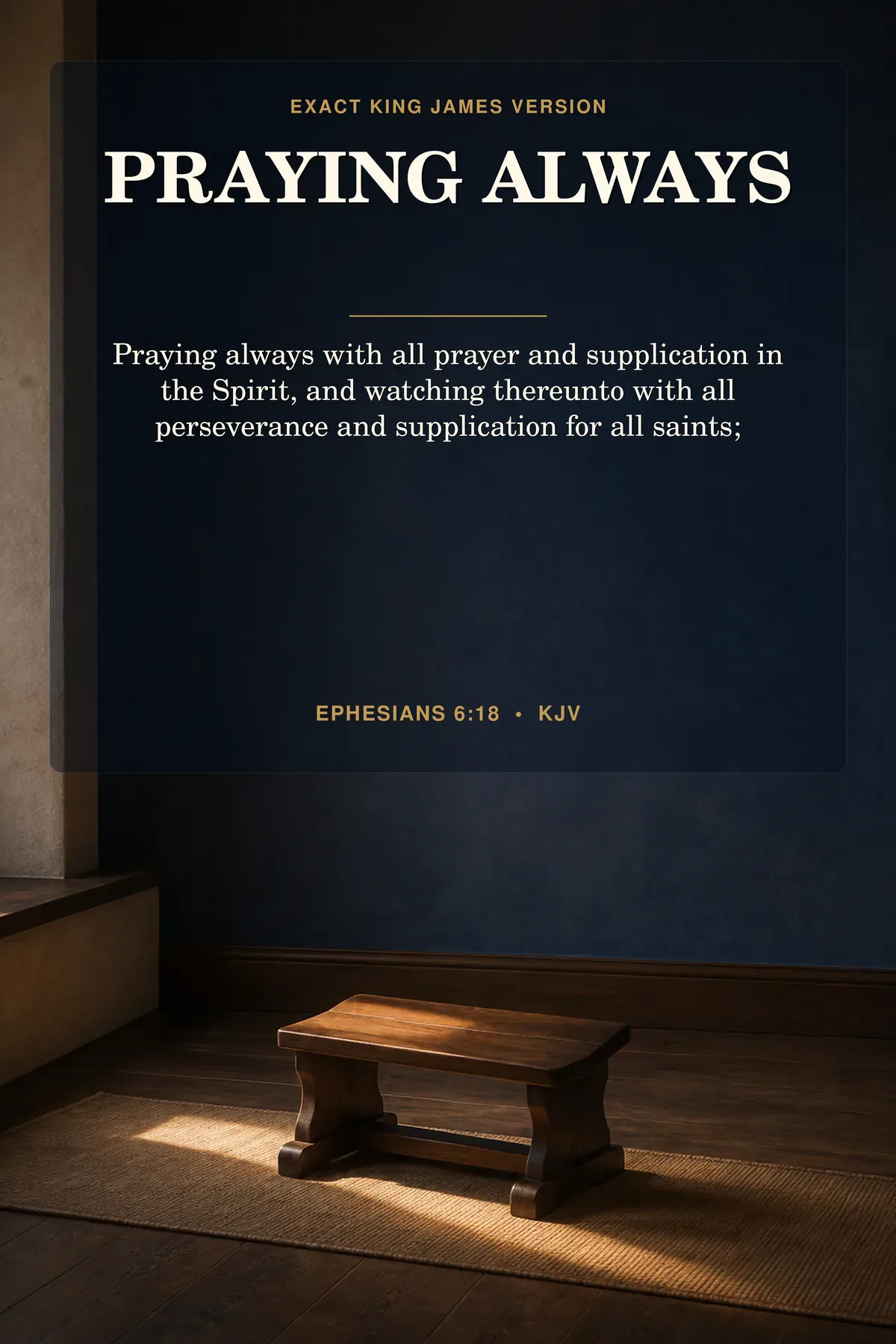 Praying Always Wall Art Etsy hero preview in deep navy, parchment, walnut, muted gold