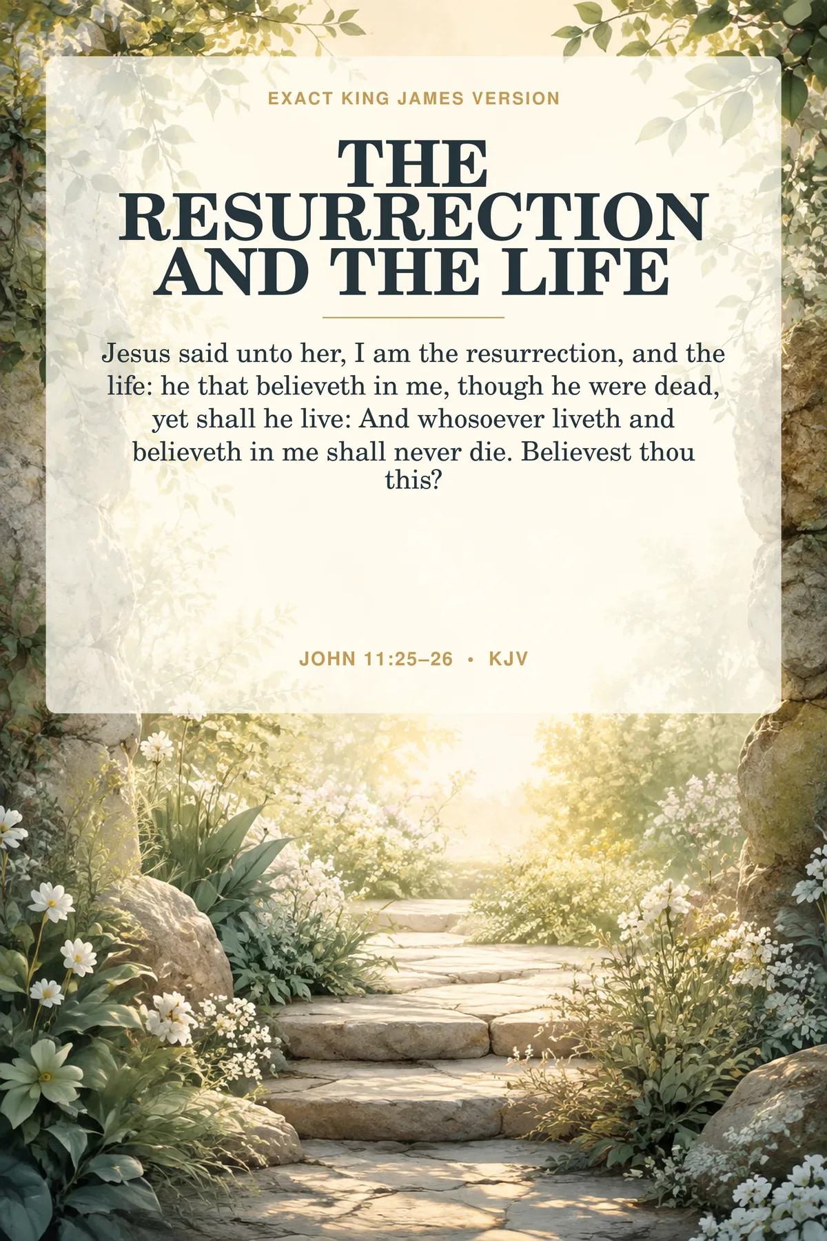 Resurrection and the Life Wall Art Etsy hero preview in ivory light, natural stone, muted sage, soft gold