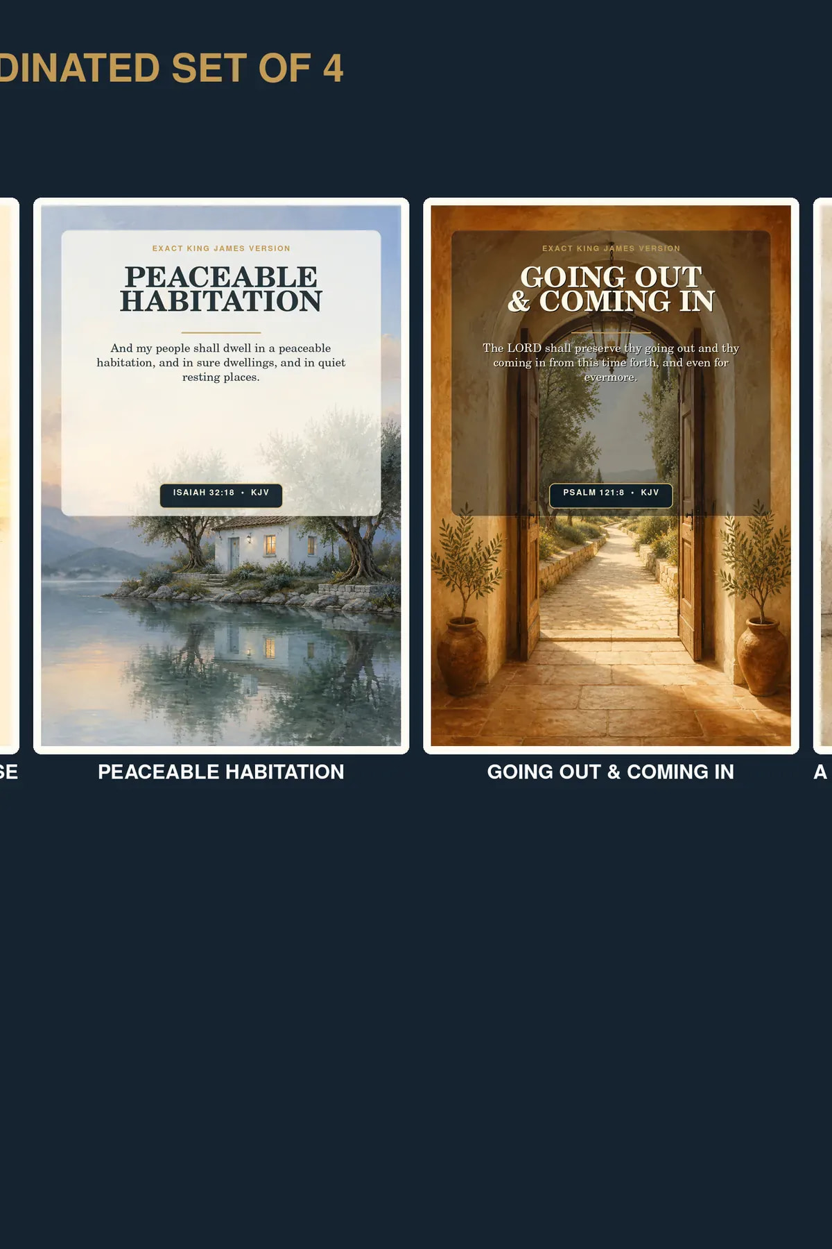 KJV christian home blessing wall art set set of four coordinated Christian printable designs