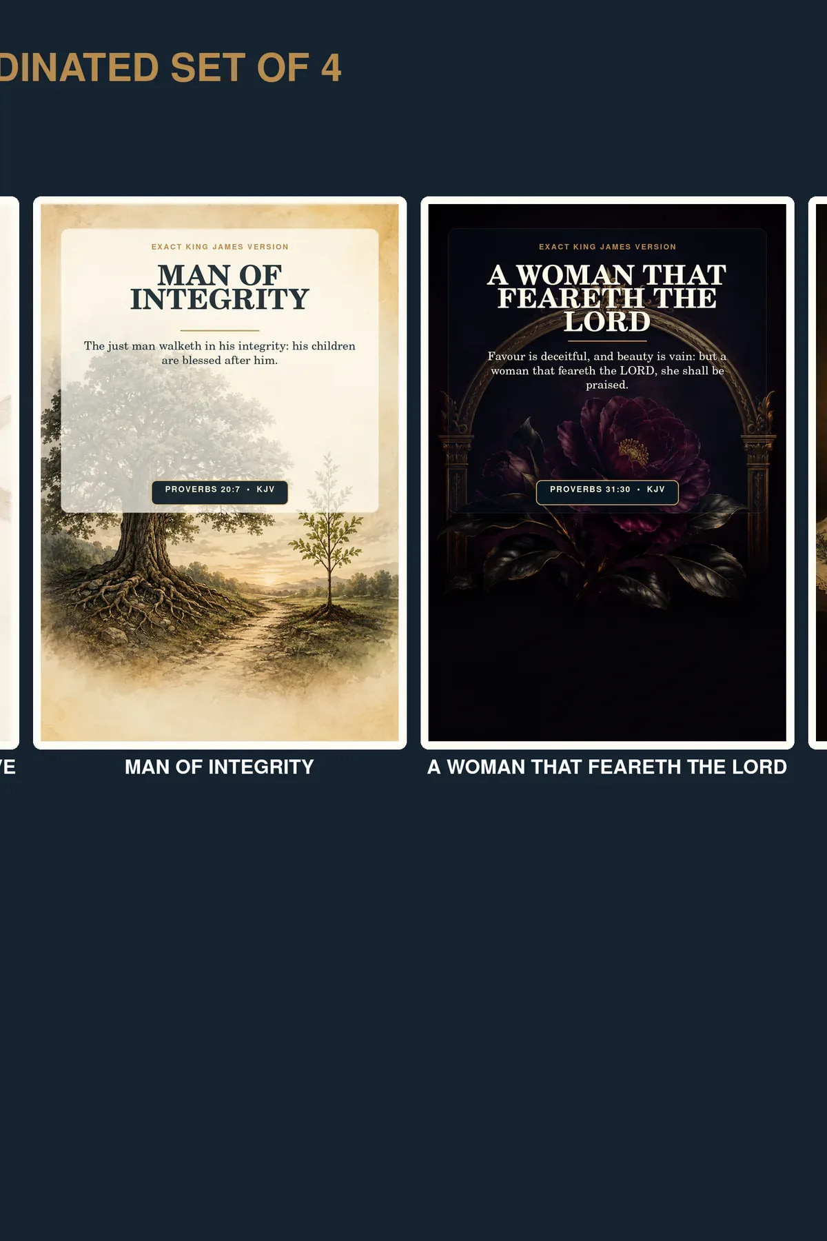 KJV christian family legacy wall art set set of four coordinated Christian printable designs