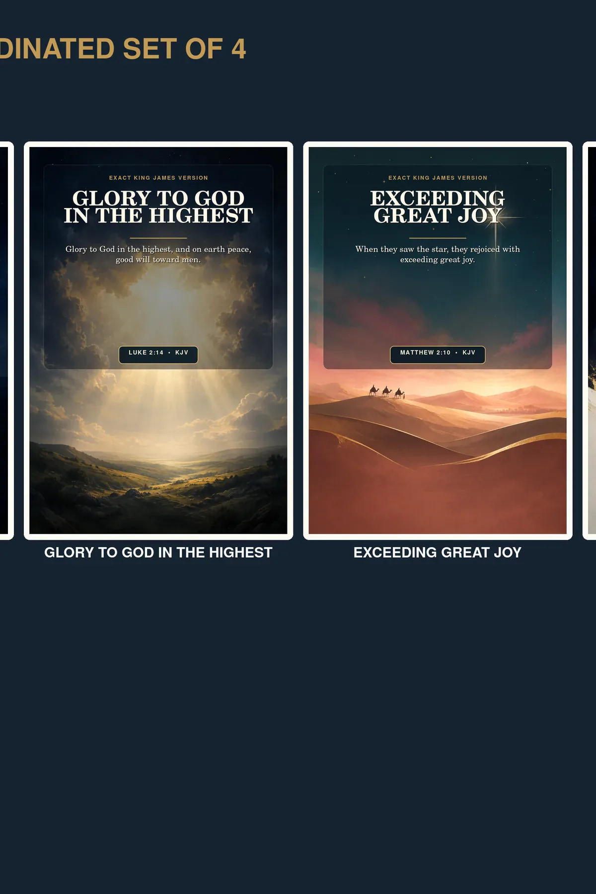 KJV nativity scripture wall art set set of four coordinated Christian printable designs