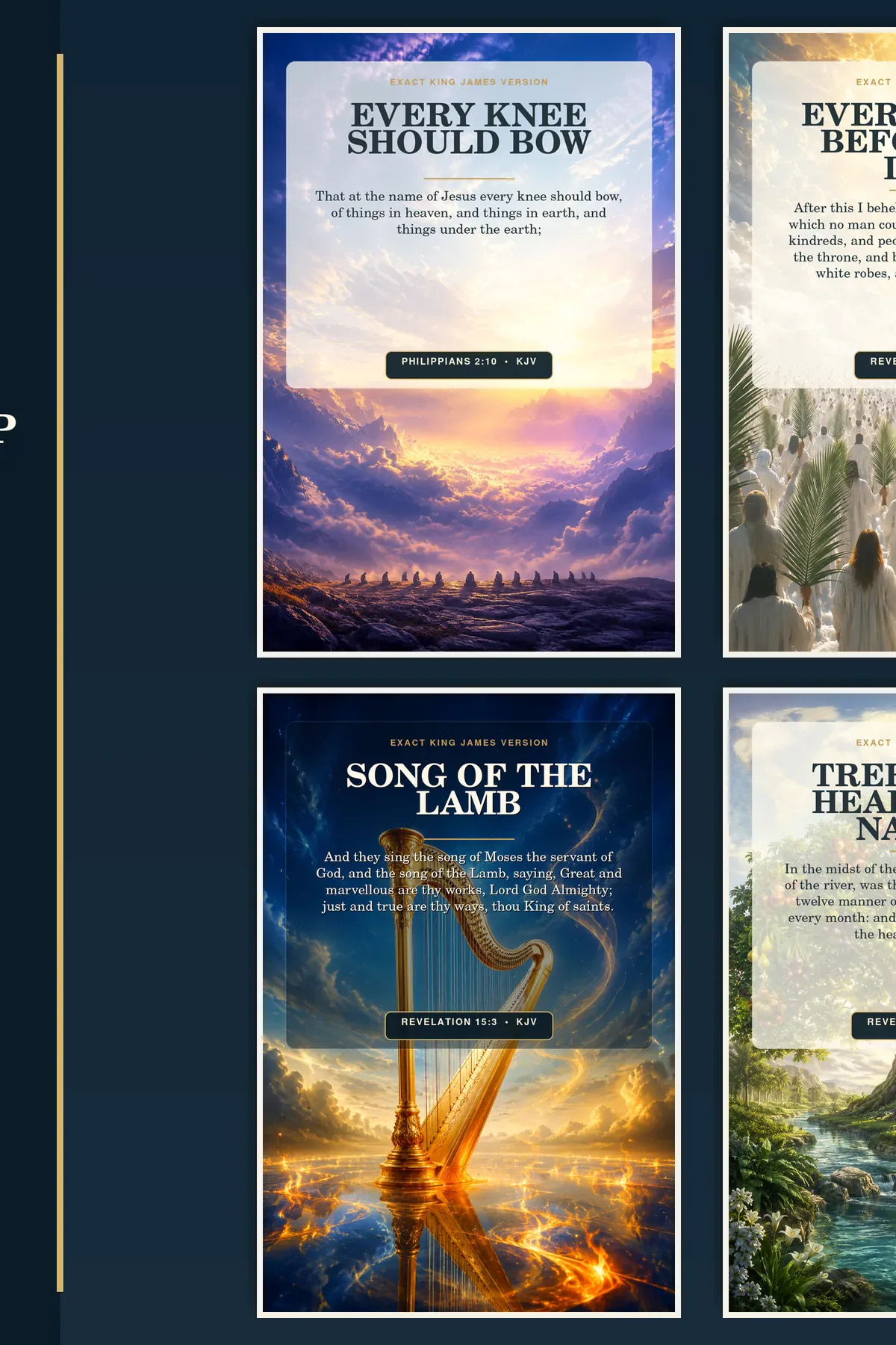 Nations Worship the Lamb Wall Art Set of 4, KJV Printable Bundle KJV nations worship the lamb wall art set with 4 coordinated Christian printable designs
