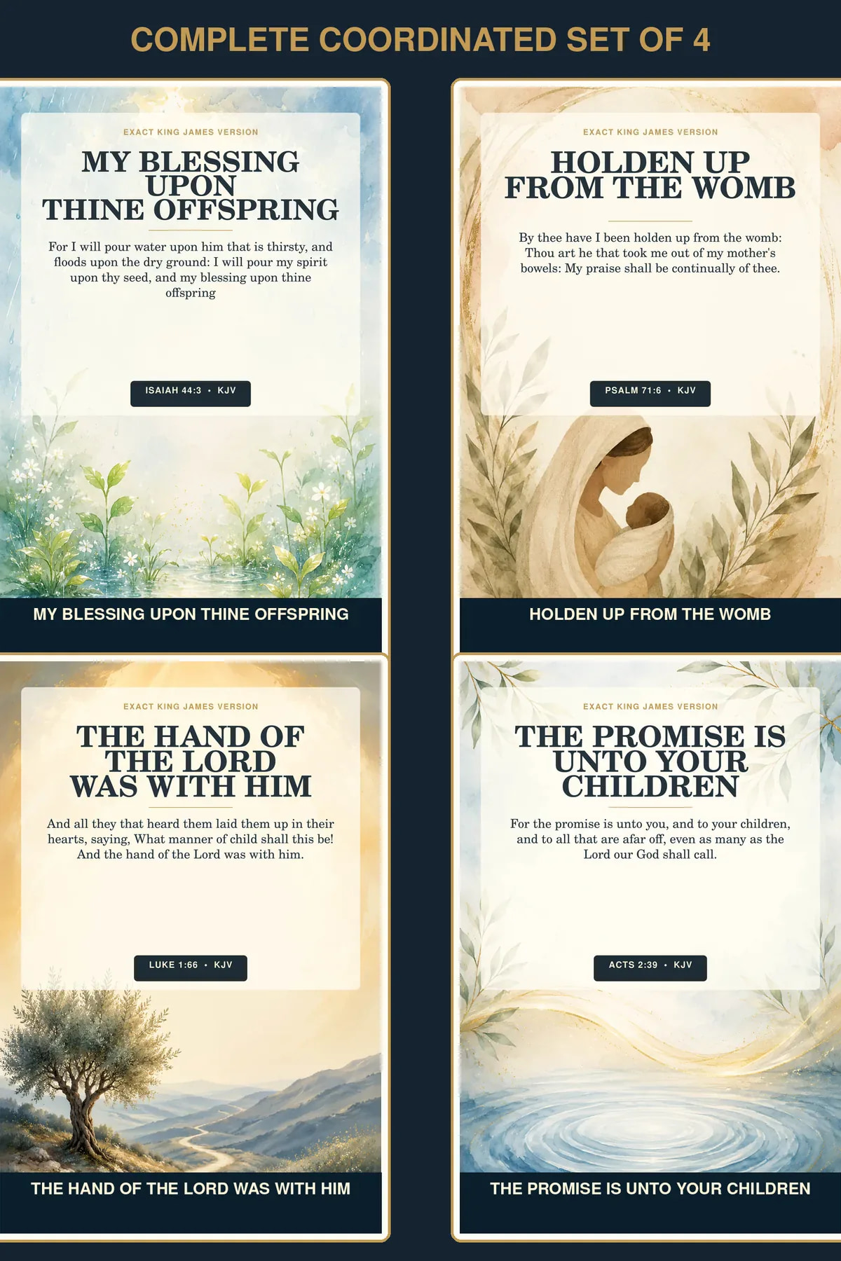 Baby Dedication • Set of 4 KJV Christian nursery wall art set of four using the actual component designs.