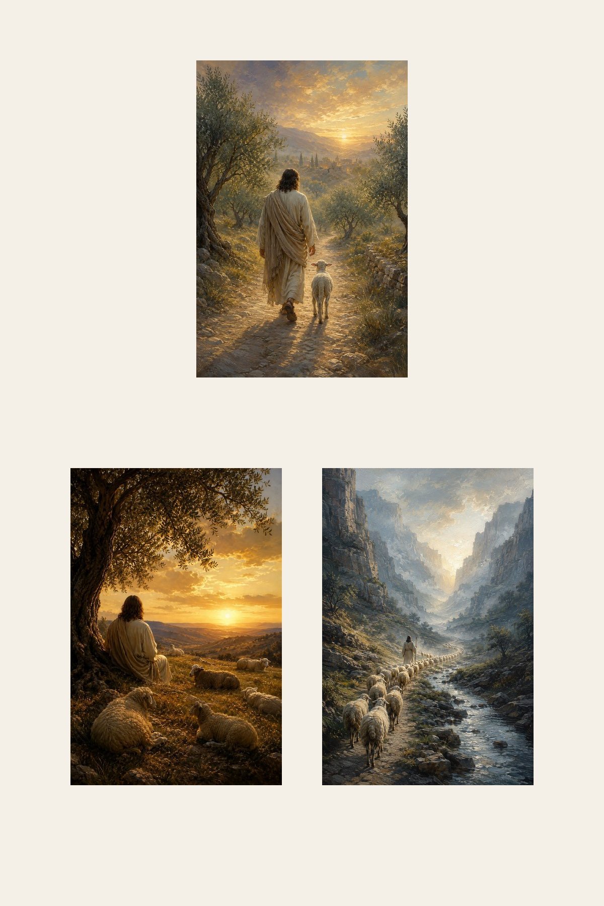 Shepherd Journey Set of 3 premium Christian wall art bundle displayed as a clean gallery with all 3 included artworks visible.