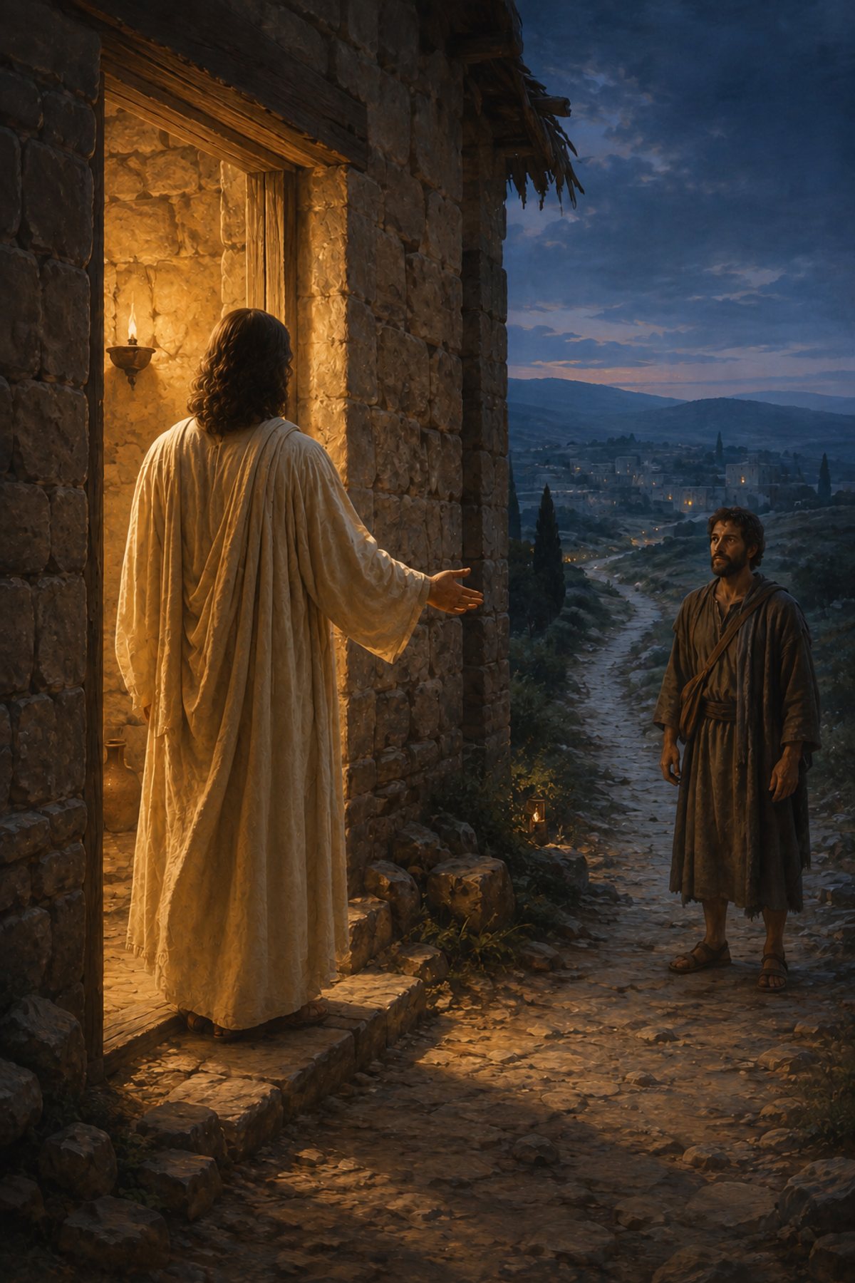 Come Unto Me premium Christian wall art from the Jesus Comfort / Come Unto Me collection, with Jesus shown reverently without detailed facial depiction.