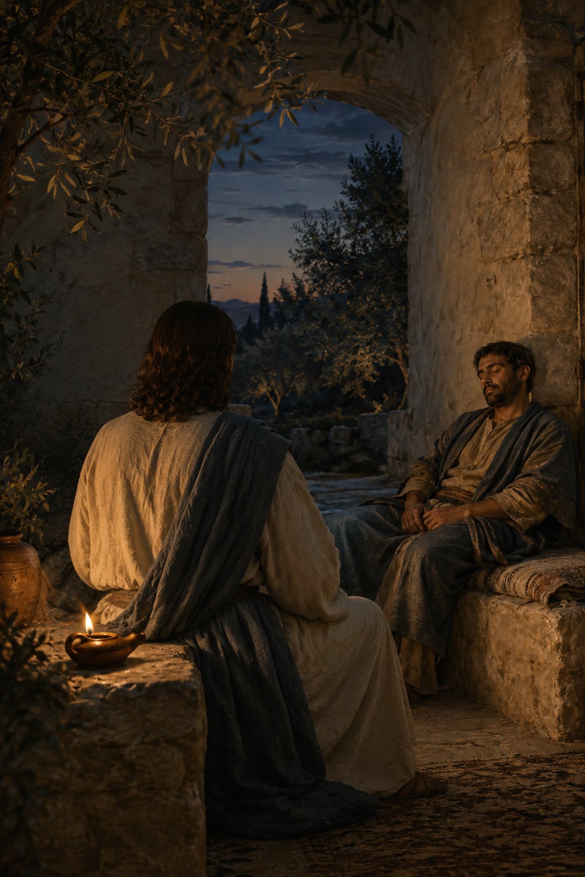 Rest in His Presence premium Christian wall art from the Jesus Comfort / Come Unto Me collection, with Jesus shown reverently without detailed facial depiction.