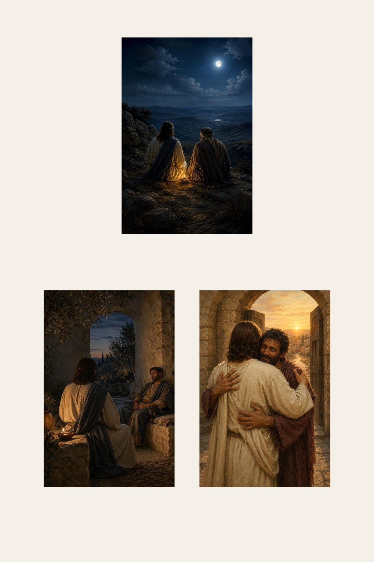 Never Alone in His Presence Set of 3 premium Christian wall art bundle displayed as a clean gallery with all 3 included artworks visible.