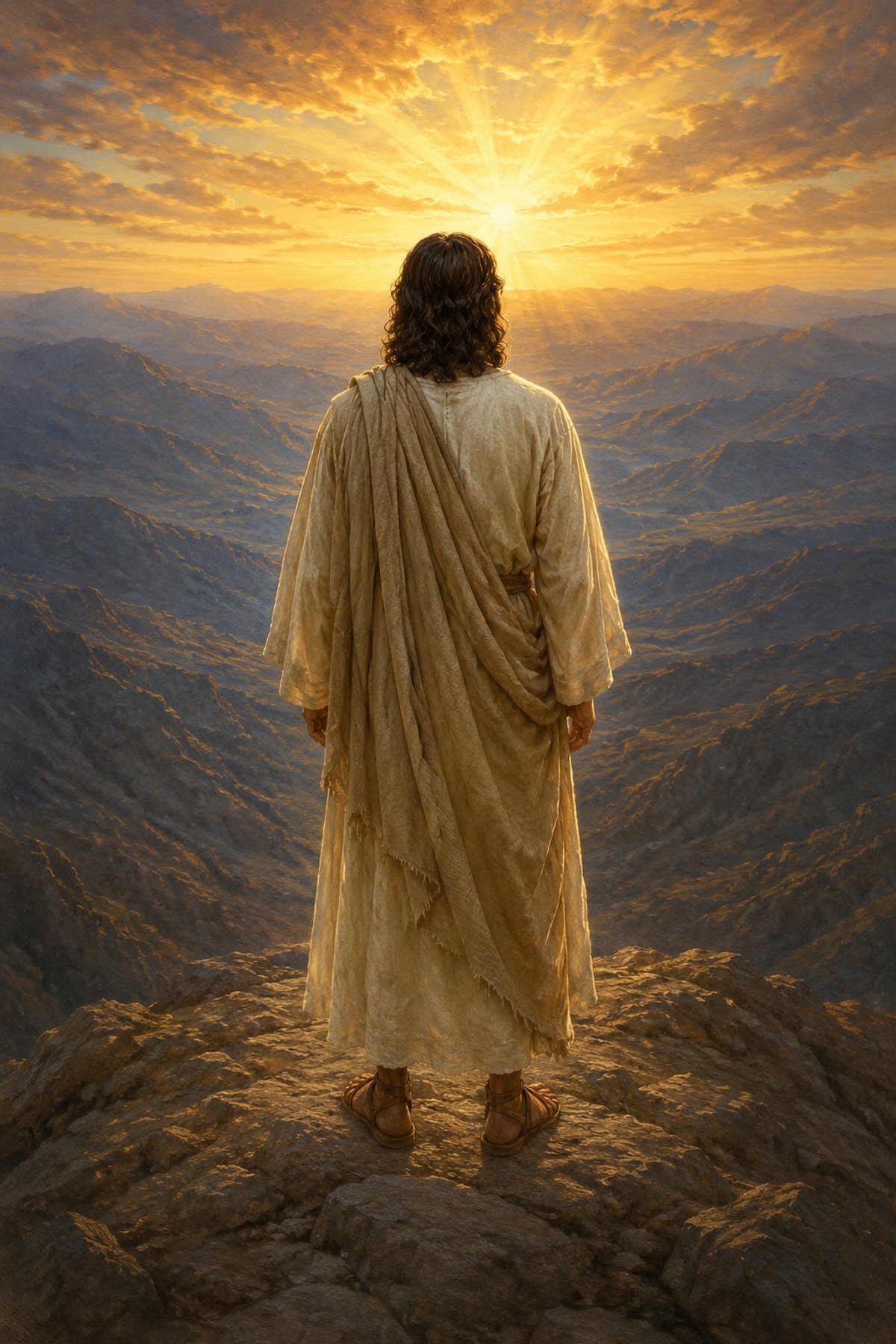 I Am the Light of the World premium Christian wall art from the Light of the World collection, with Jesus shown reverently without detailed facial depiction.